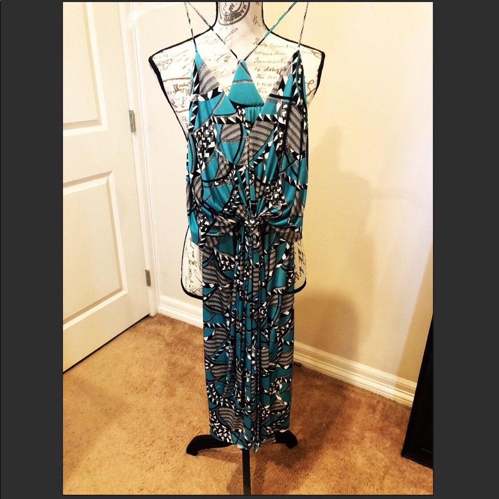 Flirty teal, black & white sundress